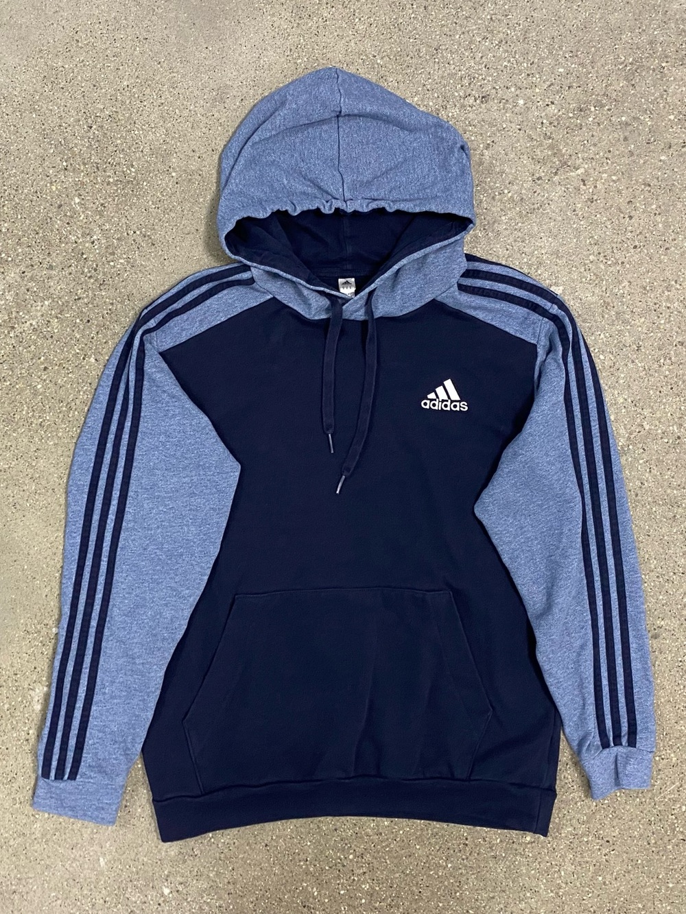 Blue Adidas Essentials Mélange French Terry Hoodie men’s size Medium